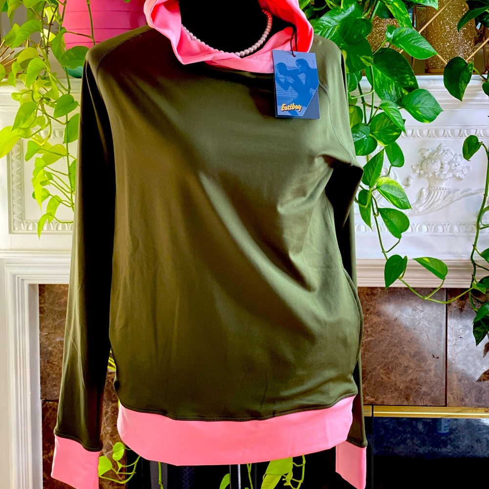 Pink and Green athletic hoodie/pullover